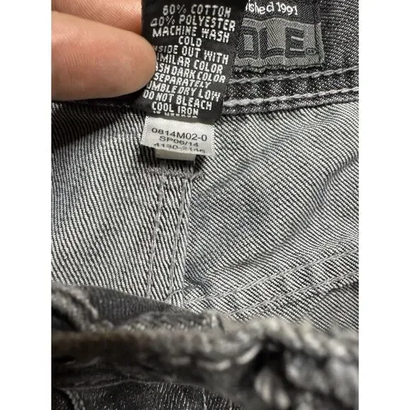 Southpole Jeans black grey Baggie Wide Leg Pants 30x30 Vintage Y2K Rare‎